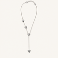 Silver-tone Y-shaped necklace with four heart accents.